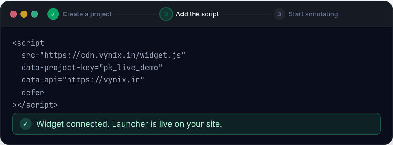 How to install Vynix on any website